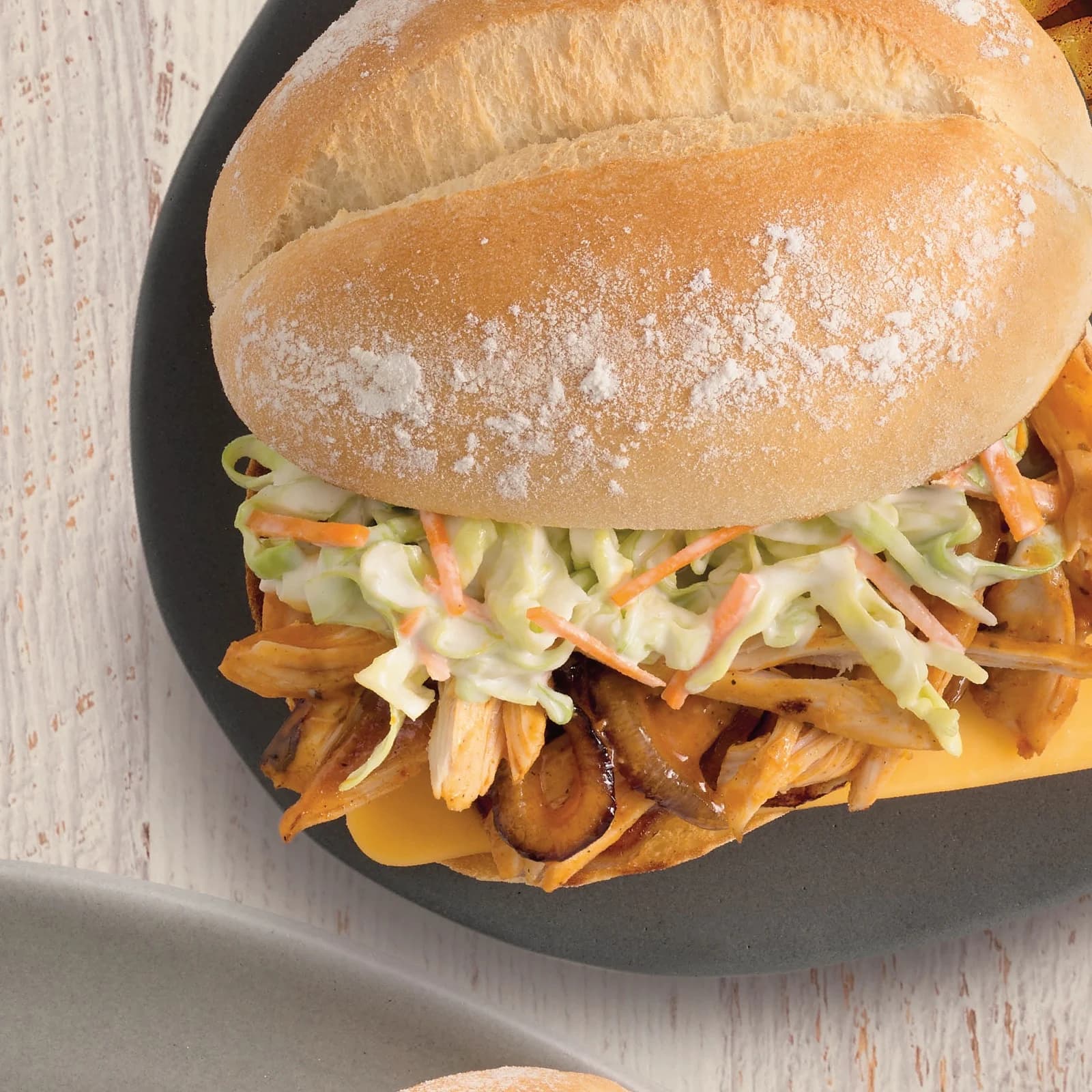 Picture of Pulled Chicken & Cheese Burger with Coleslaw